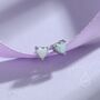 Sterling Silver Tiny White Opal Heart Stud Earrings, thumbnail 1 of 9
