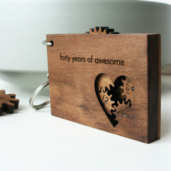 Personalised Wooden Gears And Cogs Keyring, 4 of 6