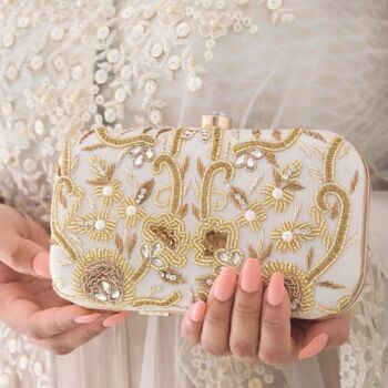 Daniya Ivory Silk Embroidered Clutch, 4 of 5