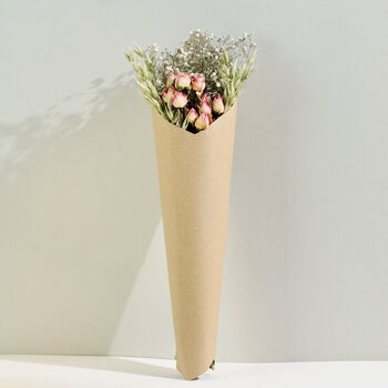 Everlasting Dried Pink Roses And English Gypsophila Flowers Bouquet, 2 of 6