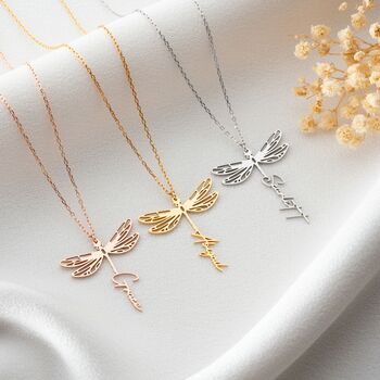 Personalised Dragonfly Necklace In Sterling Silver, 3 of 7