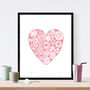 'Flower Heart' Print In Rose Quartz Framing Available, thumbnail 1 of 4