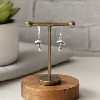 Sterling Silver Mushroom Hook Earrings, 3 of 8