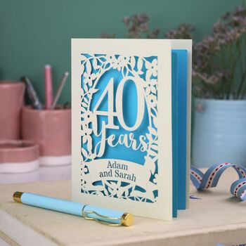 Personalised Papercut 40 Years Wedding Anniversary Card, 6 of 7