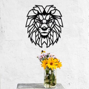 Geometric Lion Head Metal Wall Art Home Office Decor, 5 of 9