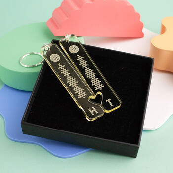 Personalised Fluorescent Spotify Code Heart Keyring Set, 2 of 5