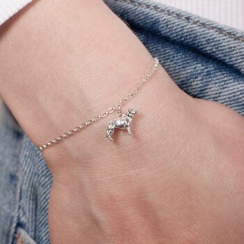 Personalised 3D Border Collie Silver Chain Bracelet, 3 of 10