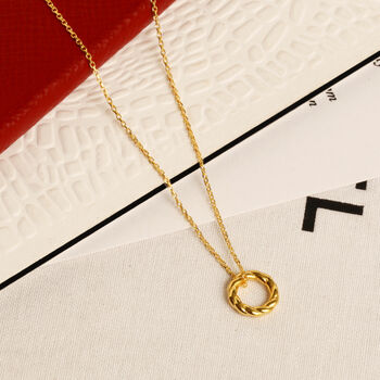 18ct Gold Vermeil Infinity Twist Halo Charm Necklace, 2 of 3