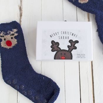 Personalised Women's Christmas Slipper Socks Gift Set, 4 of 4