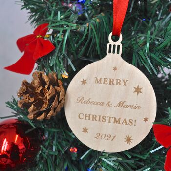 Personalised Wooden Bauble, 2 of 5