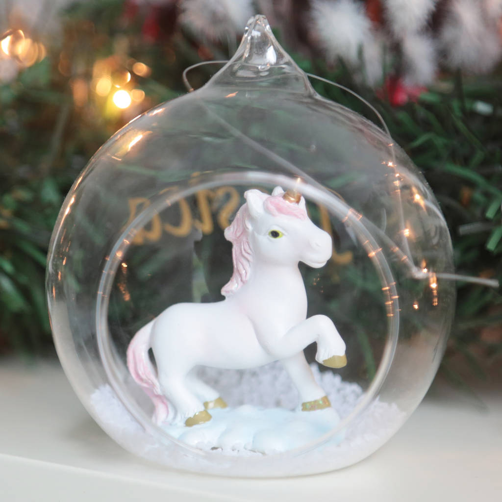 Personalised Unicorn Glass Bauble By My 1st Years | notonthehighstreet.com