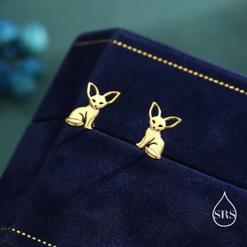 Sterling Silver Fennec Fox Stud Earrings, 7 of 12