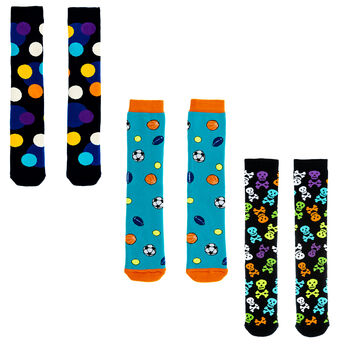 Set Of Three Children's Socks In A Gift Box Sport Balls, 2 of 2