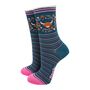 Highland Cow Floral Wreath Striped Bamboo Ankle Socks Women's Green, thumbnail 1 of 3