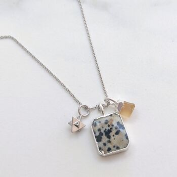 The Trio Dalmatian Jasper Necklace, Sterling Silver, 5 of 9