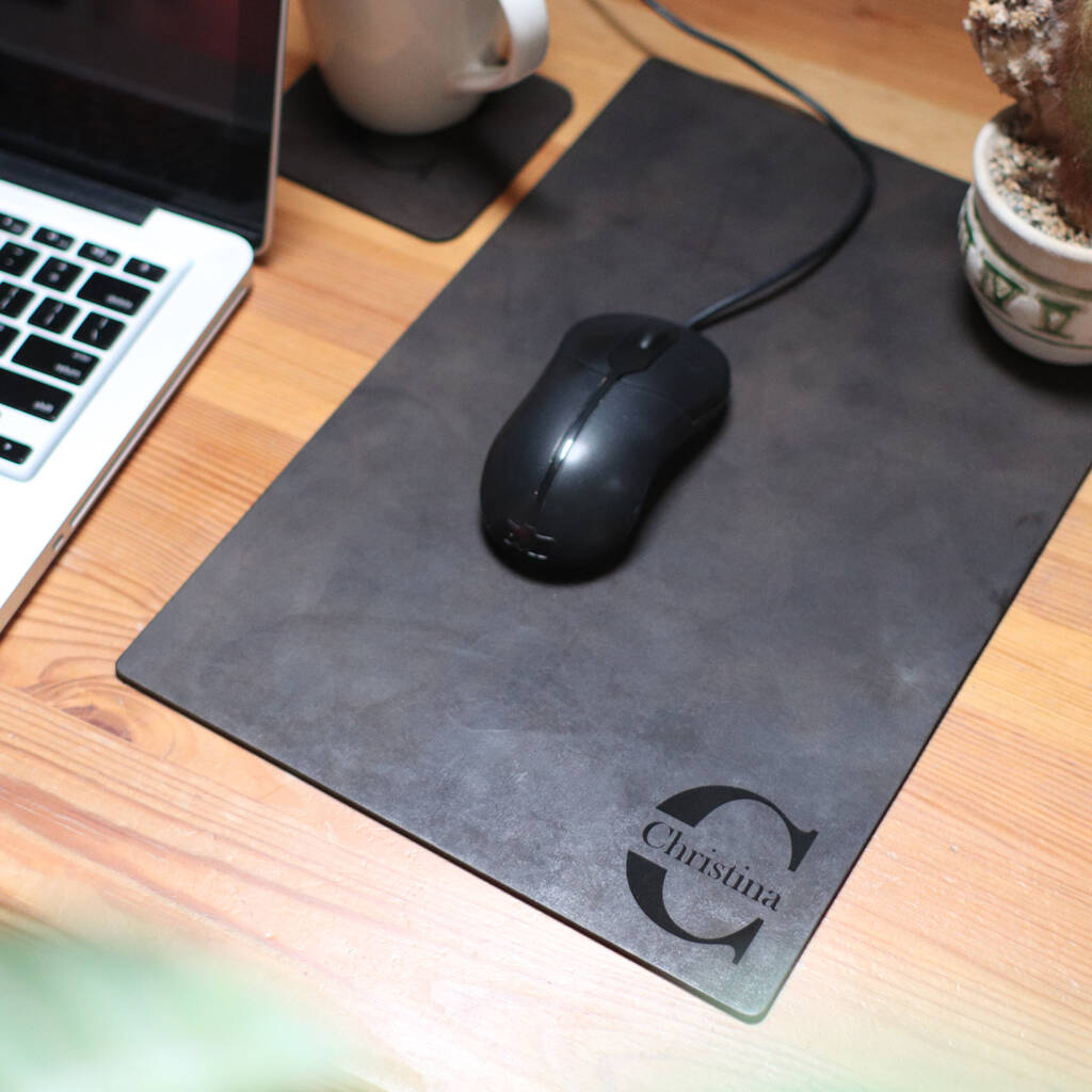 Recycled Vintage Leather Personalised Mouse Pad By The British Belt Company