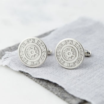 Personalised Coordinate Cufflinks With Secret Message, 2 of 5
