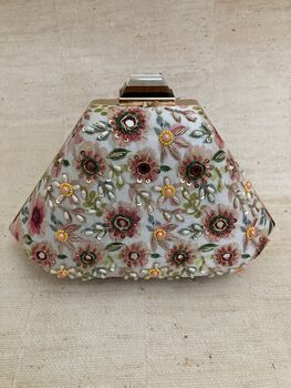 Amber Handcrafted Statement Floral Mirror Clutch, 5 of 6