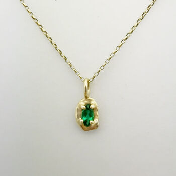 9ct Gold Lab Grown Emerald Pendant, 2 of 4