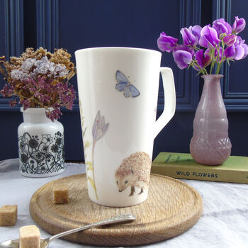 Hedgehog And Bluebell Bone China Latte Mug, 8 of 10