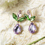 Tear Drop Gem Dangle Earrings In Lilac, thumbnail 1 of 2