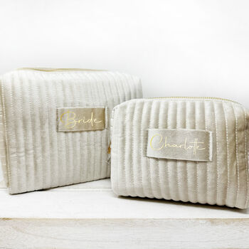 Personalised Ribbed Velvet Box Make Up Bag, 2 of 11