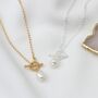Gold Plated Or Silver Lariat T Bar Necklace With Pearl, thumbnail 2 of 4