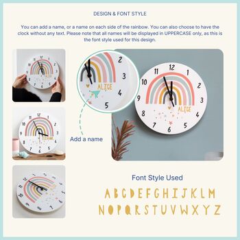 Modern Rainbow Personalised Name Bedroom Clock, 8 of 8