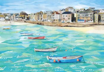 St Ives Harbour Upcycled Collage Greetings Card, 2 of 4