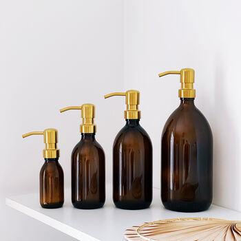 Refillable Amber Bottle With Choice Of Metal Pump Colour, 5 of 10
