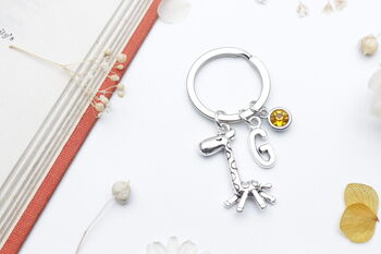 Personalised Giraffe Keyring Cute Animal Keyring, Daughter Gift, 6 of 9