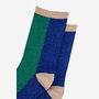 Women's Glitter Socks Forest Green Navy Blue Colour Block, thumbnail 2 of 3