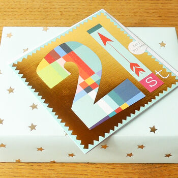 Gold Foiled Number Twenty One Card, 5 of 5