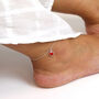 Sterling Silver Red Enamel Heart Charm Anklet, thumbnail 1 of 4
