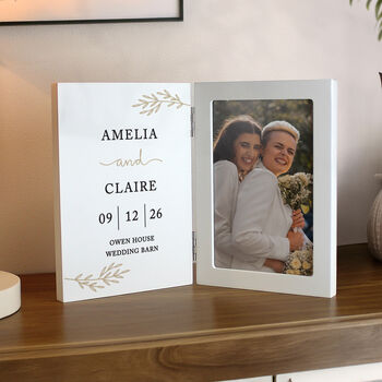 Personalised Anniversary Wooden Hinged 6x4 Photo Frame, 2 of 5