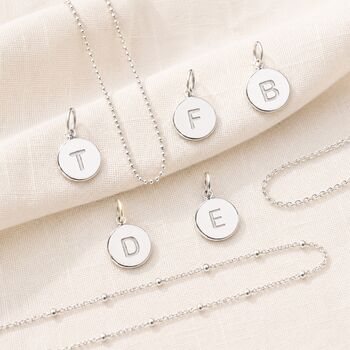 Sterling Silver Or Gold Initial Letter Disc Charms, 3 of 5