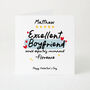 Personalised Excellent Boyfriend Valentine’s Card Fun Review Design From Girlfriend, thumbnail 1 of 4