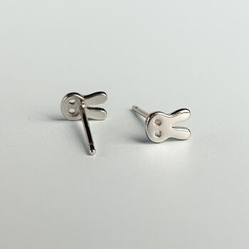 Sterling Silver Tiny Bunny Rabbit Stud Earrings, 4 of 7