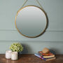 Hanging Wall Mirror Golden Finish Round, thumbnail 3 of 7