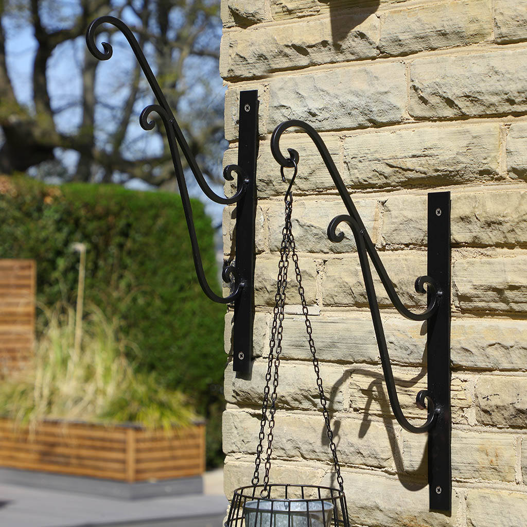 Two Black Hanging Basket Brackets By Dibor | notonthehighstreet.com