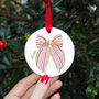 'Ribbon Bows' Personalised Christmas Decoration, thumbnail 1 of 3
