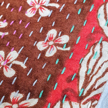 Sari Cushion Cover, Brown Floral, 46cm Handmade, 4 of 11