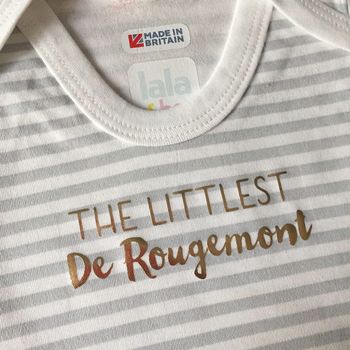 'The Littlest' Personalised Baby Grow, 2 of 7