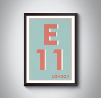 E11 Waltham Forest Typography Postcode Print, 5 of 10