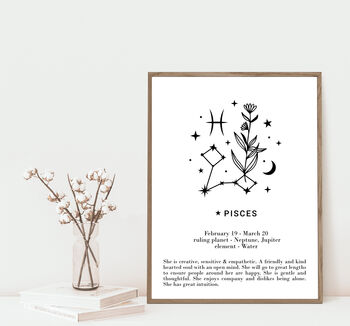 She Is Pisces Personalised Zodiac Print, 4 of 4
