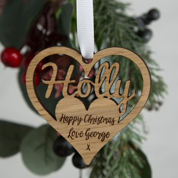 Personalised Christmas Heart Bauble Decoration, 2 of 6