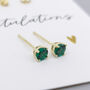 Mini 9ct Yellow Gold Emerald Stud Earrings, thumbnail 5 of 7