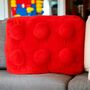 Personalised Retro Building Brick Shape Cushion Red, thumbnail 5 of 6