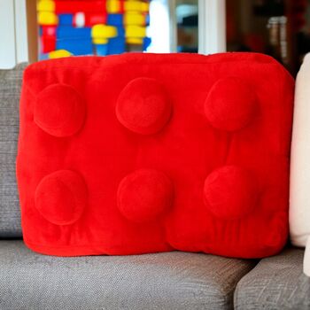 Personalised Retro Building Brick Shape Cushion Red, 5 of 6