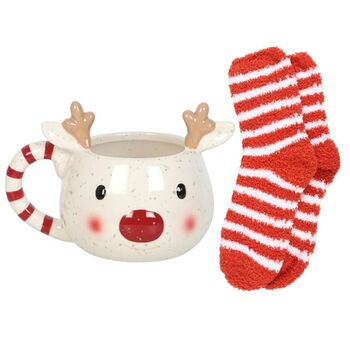 Rudolph Reindeer Mug And Socks Set, 3 of 3